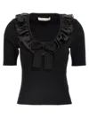 Alessandra Rich T-shirt With Ruffle And Bow Detail