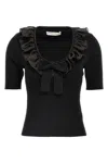 Alessandra Rich T-shirt With Ruffle And Bow Detail