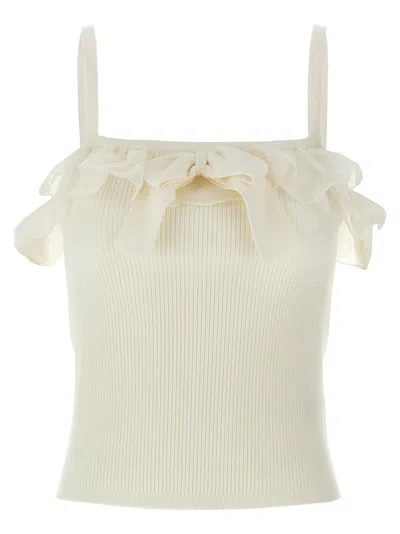 Alessandra Rich Ruffle Top Tops White