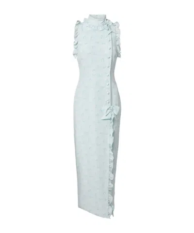 Alessandra Rich Ruffled Bow-detail Silk Maxi Dress In Multi