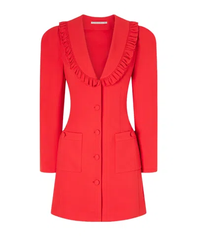 Alessandra Rich Ruffled Cady Mini Dress In Red