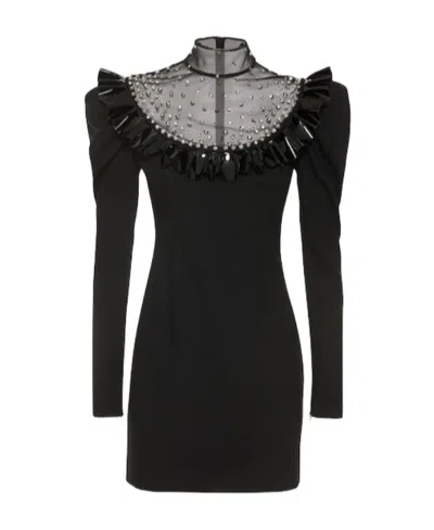 Alessandra Rich Ruffled Dress In Black