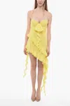 Alessandra Rich Strapless Ruffled Asymmetric Dress In Yellow