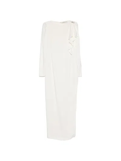 Alessandra Rich Ruffled Embellished Midi Dress In White