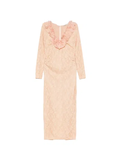 Alessandra Rich Ruffled Midi Dress In Transparent