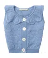 Alessandra Rich Cropped Crystal-embellished Pointelle-knit Mohair-blend Cardigan In Blue
