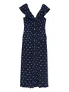 Alessandra Rich Ruffled Polka Dot Midi Dress In Blue