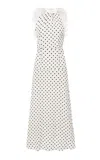 ALESSANDRA RICH RUFFLED POLKA-DOTTED SILK GEORGETTE MIDI DRESS