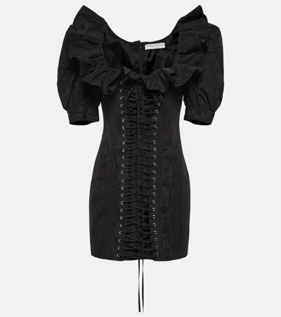 Alessandra Rich Ruffled Puff-sleeve Minidress In Black