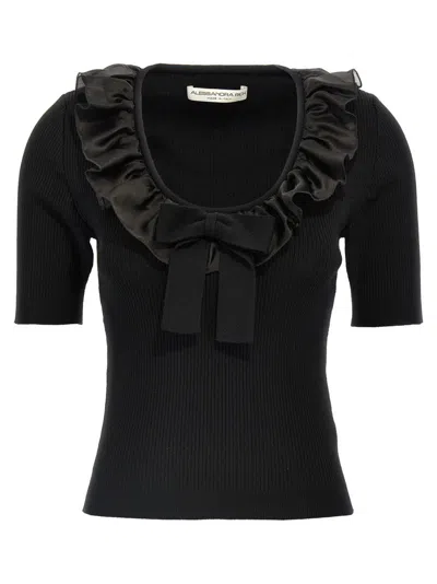 ALESSANDRA RICH RUFFLED ROUND NECK T-SHIRT