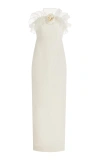 Alessandra Rich Strapless Dress With Organza Details In White