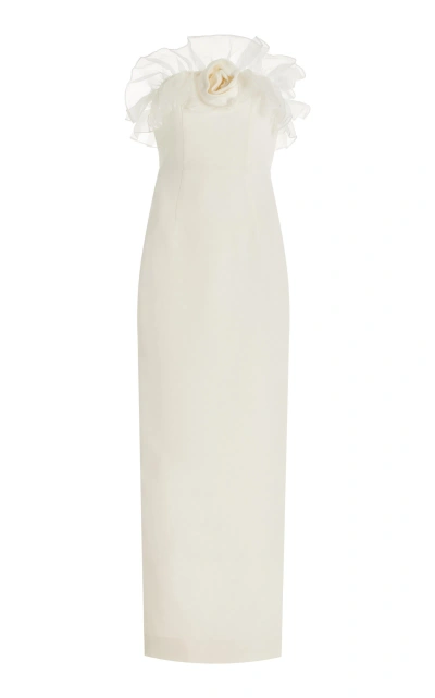 Alessandra Rich Ruffled Silk-cady Midi Dress In White
