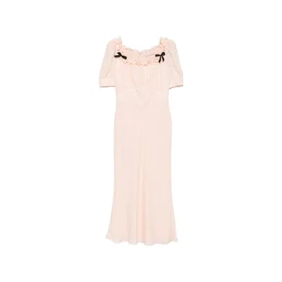 Alessandra Rich Ruffled Silk-jacquard Midi Dress In Pink