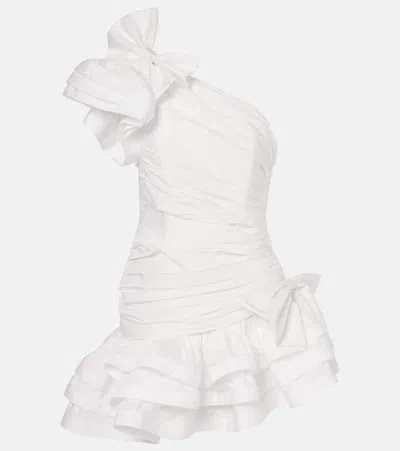 Alessandra Rich Ruffled Taffetta Minidress In White