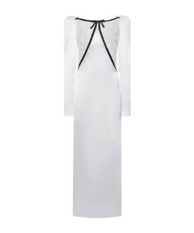 Alessandra Rich Satin Evening Dress In White