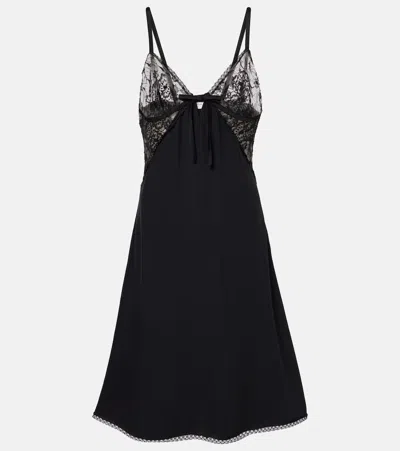 Alessandra Rich Satin Slip Dress In Black