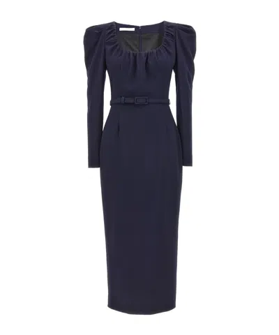 ALESSANDRA RICH ALESSANDRA RICH PUFF SLEEVED SCOOP NECK MIDI DRESS