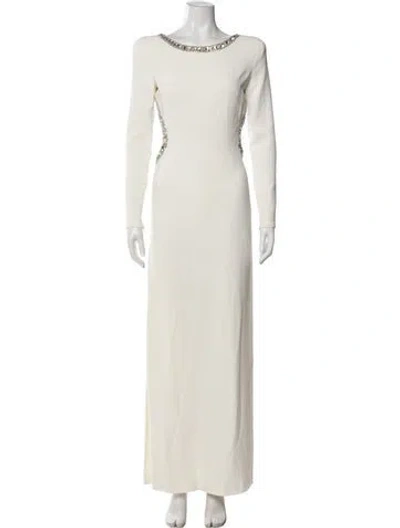 Pre-owned Alessandra Rich Scoop Neck Long Dress In White