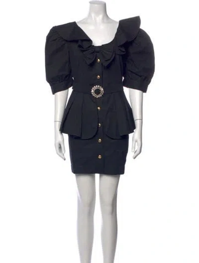Pre-owned Alessandra Rich Scoop Neck Mini Dress In Black