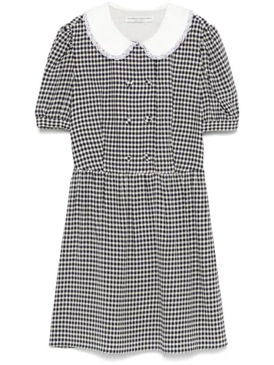 Alessandra Rich Blue Gingham-check Dress