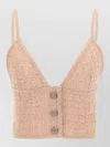 Alessandra Rich Sequin-embellished Wool Blend Tank Top In Pink