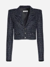 Alessandra Rich Button-up Cropped Jacket In Dark Blue