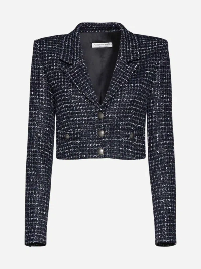 Alessandra Rich Button-up Cropped Jacket In Black