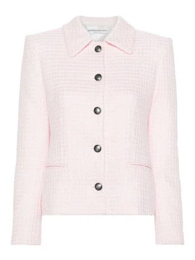 Alessandra Rich Sequin-embellished Tweed Blazer In Pink