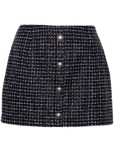 Alessandra Rich Sequined Tweed Low Waist Mini Skirt In Blue