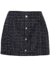 Alessandra Rich Women Sequin Checked Tweed Mini Skirt In Blue