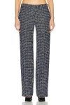 ALESSANDRA RICH SEQUIN CHECKED TWEED TROUSER