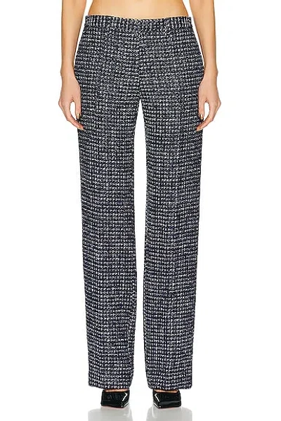 Alessandra Rich Sequin Checked Tweed Trouser In Dark Blue