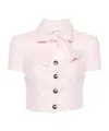 Alessandra Rich Sequin-embellished Cropped Tweed Jacket In Pink