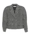 Alessandra Rich Sequin-embellished Herringbone Jacket In Gray