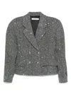 Alessandra Rich Sequin-embellished Herringbone Jacket In Gray