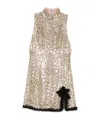 Alessandra Rich Sequin-embellished High-neck Dress In Brown
