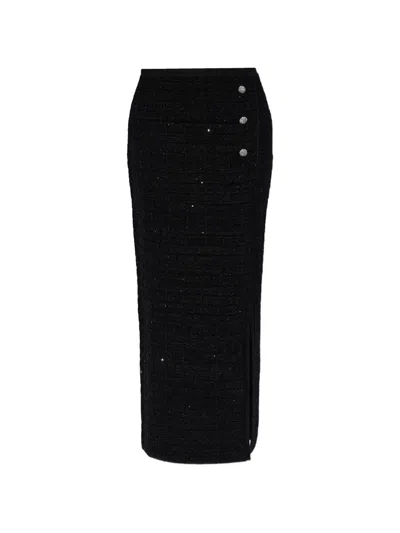 Alessandra Rich Sequin-embellished Knitted Midi Skirt In Black