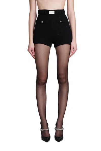 Alessandra Rich Sequin Embellished Slim Fit Shorts In Black