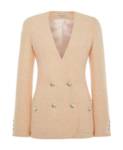 Alessandra Rich Sequin-embellished Tweed Blazer In Yellow