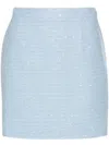 Alessandra Rich High-waisted Tweed Mini Skirt With Sparkling Finish In Blue