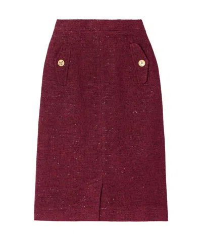 ALESSANDRA RICH SEQUIN-EMBELLISHED TWEED SKIRT