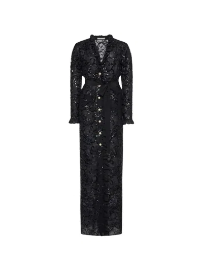 Alessandra Rich Sequin-embellishment Maxi Dress In Black