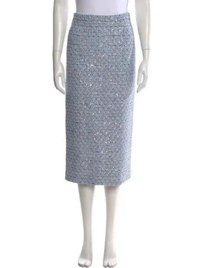 Pre-owned Alessandra Rich Sequin Embellishments Midi Length Skirt In Blue