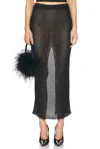 Alessandra Rich Sequin Long Skirt In Black