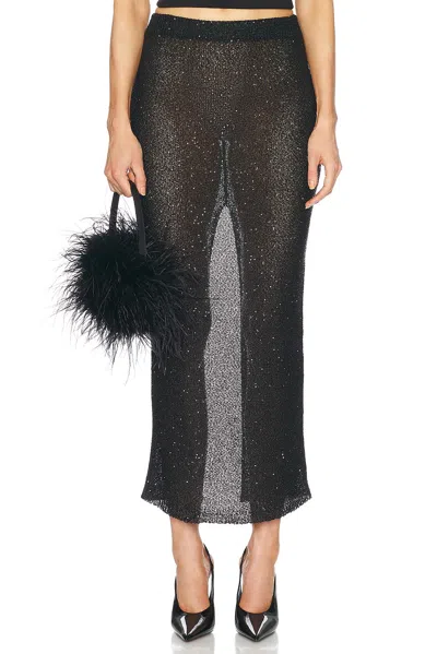 Alessandra Rich Sequin Long Skirt In Black