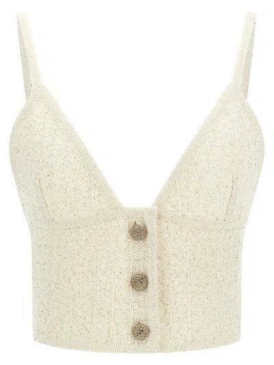 Alessandra Rich Sequin-embellished Knit Tank Top In White