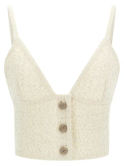 Alessandra Rich Sequin Top In Metallic