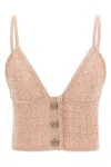 Alessandra Rich Sequin-embellished Wool Blend Tank Top In Pink