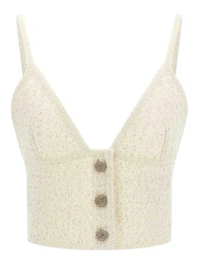 Alessandra Rich Sequin Top In White