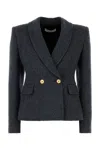 Alessandra Rich Tweed Blazer With Structured Shoulders And Gold Buttons